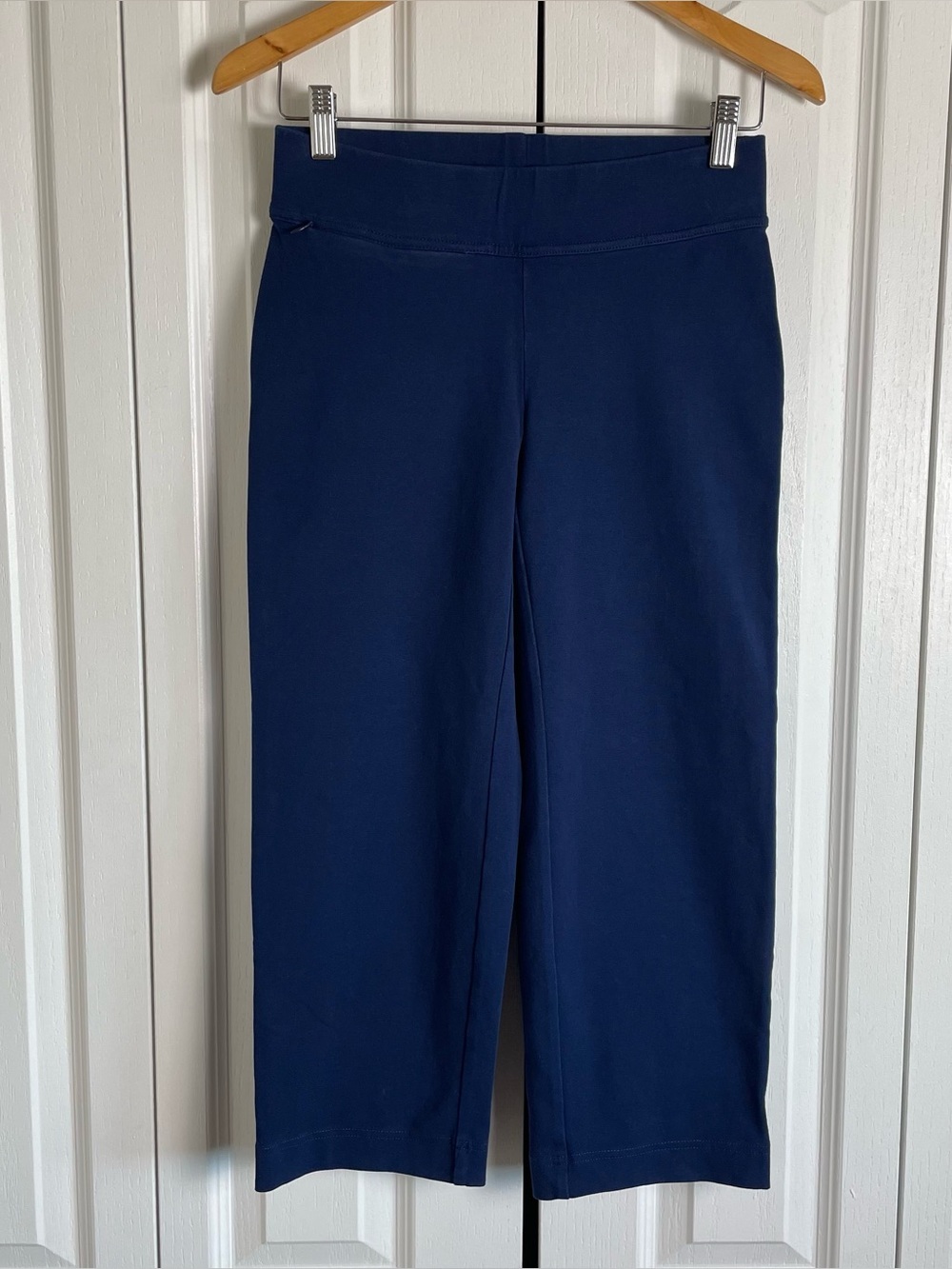 Lands’ End Starfish Crop Capri Pants Womens XS Navy Pull On Mid Rise Cotton NWOT